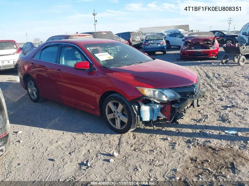 2014 Toyota Camry Se VIN: 4T1BF1FK0EU808351 Lot: 40809210