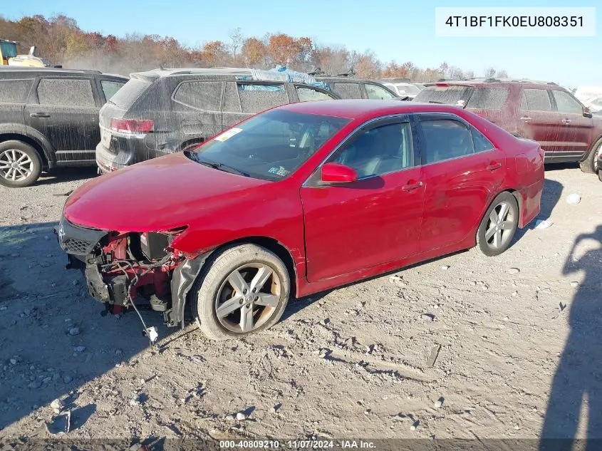 2014 Toyota Camry Se VIN: 4T1BF1FK0EU808351 Lot: 40809210