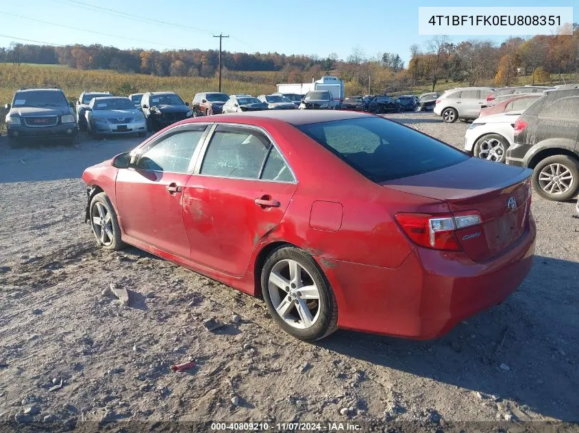 2014 Toyota Camry Se VIN: 4T1BF1FK0EU808351 Lot: 40809210