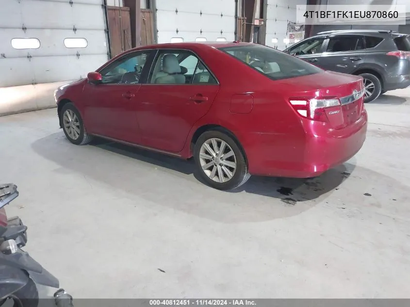 2014 Toyota Camry Xle VIN: 4T1BF1FK1EU870860 Lot: 40812451