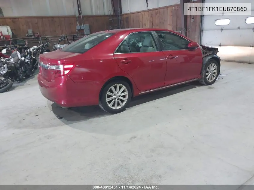 2014 Toyota Camry Xle VIN: 4T1BF1FK1EU870860 Lot: 40812451