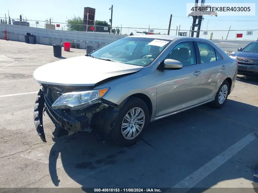 2014 Toyota Camry Le VIN: 4T4BF1FK8ER403005 Lot: 40818153