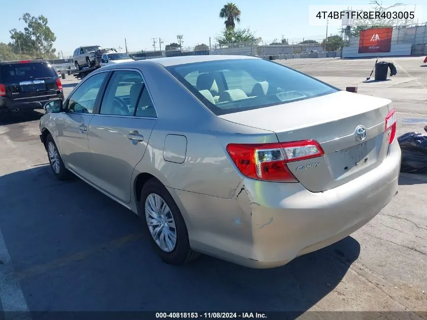 2014 Toyota Camry Le VIN: 4T4BF1FK8ER403005 Lot: 40818153