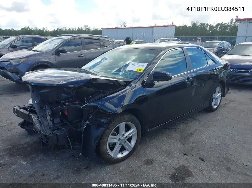 2014 Toyota Camry Se VIN: 4T1BF1FK0EU384511 Lot: 40831495