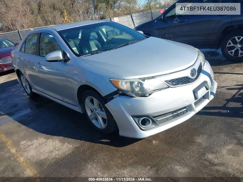 2014 Toyota Camry Se VIN: 4T1BF1FK4EU387086 Lot: 40833536