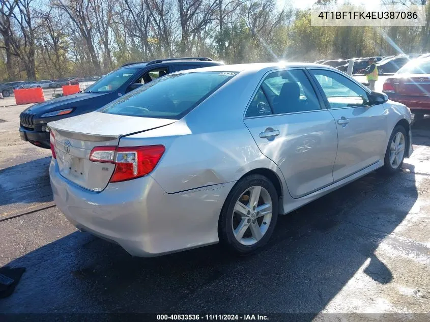 2014 Toyota Camry Se VIN: 4T1BF1FK4EU387086 Lot: 40833536