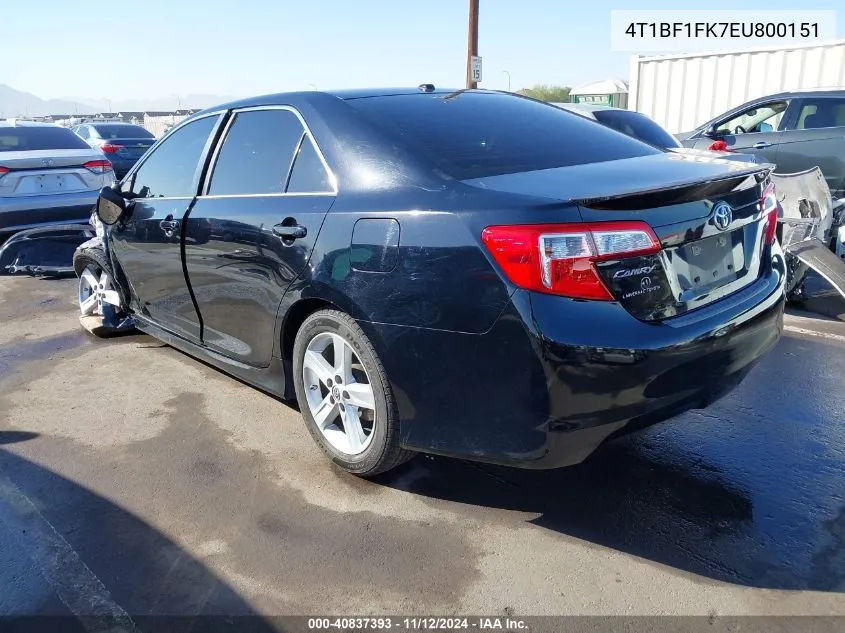 2014 Toyota Camry Se VIN: 4T1BF1FK7EU800151 Lot: 40837393