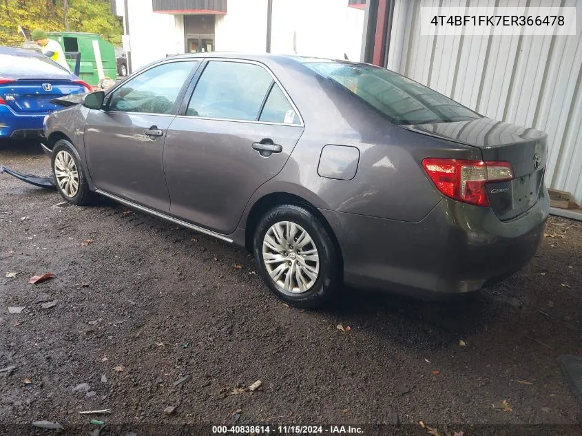 2014 Toyota Camry Le VIN: 4T4BF1FK7ER366478 Lot: 40838614