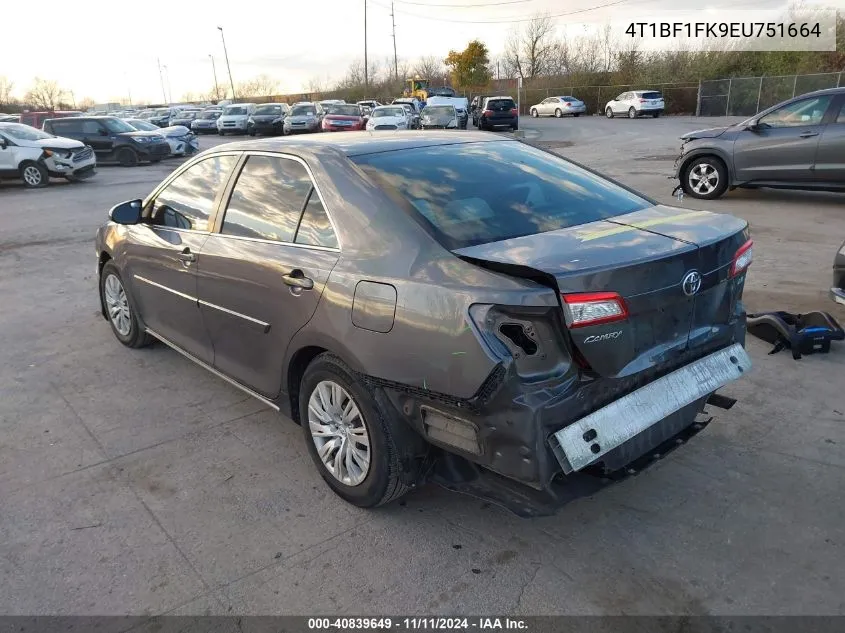 2014 Toyota Camry Le VIN: 4T1BF1FK9EU751664 Lot: 40839649