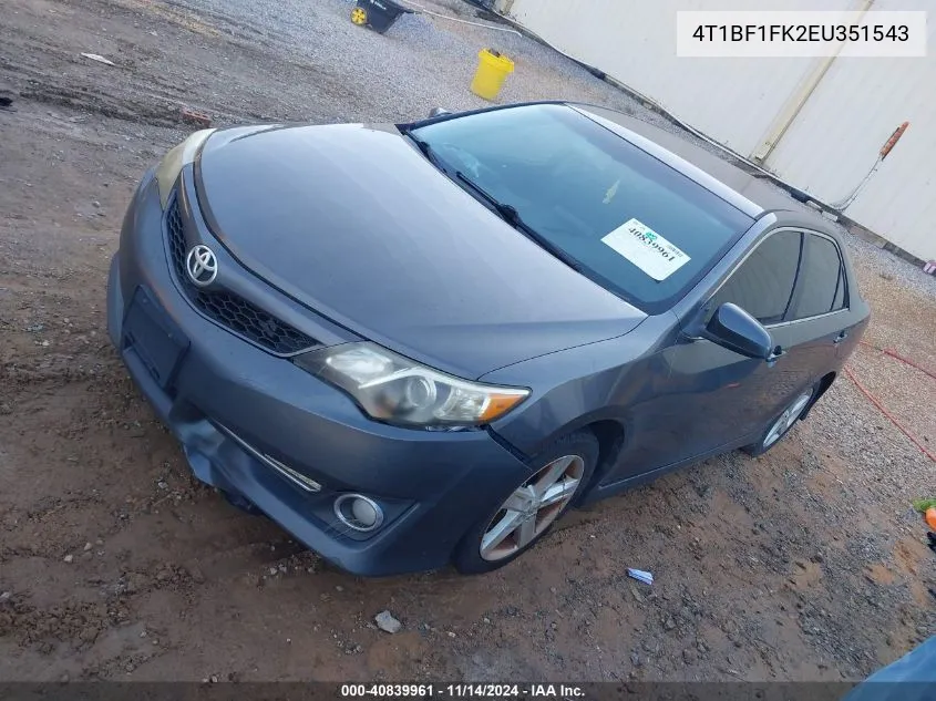 4T1BF1FK2EU351543 2014 Toyota Camry Se