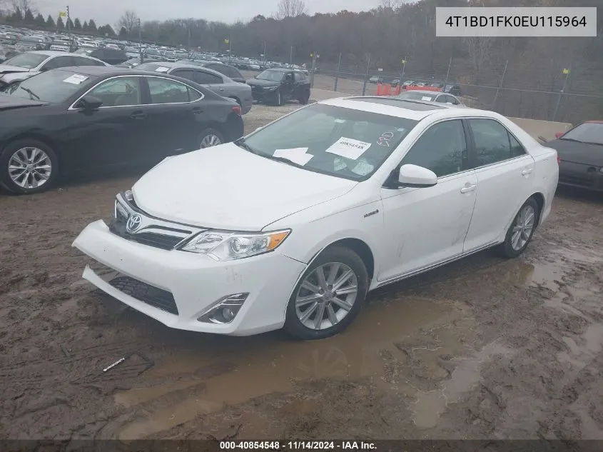 2014 Toyota Camry Hybrid Xle VIN: 4T1BD1FK0EU115964 Lot: 40854548