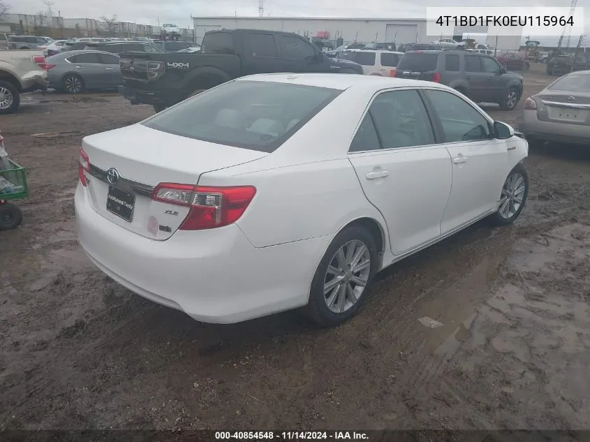 2014 Toyota Camry Hybrid Xle VIN: 4T1BD1FK0EU115964 Lot: 40854548