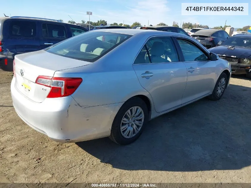 2014 Toyota Camry Le VIN: 4T4BF1FK0ER444342 Lot: 40855753