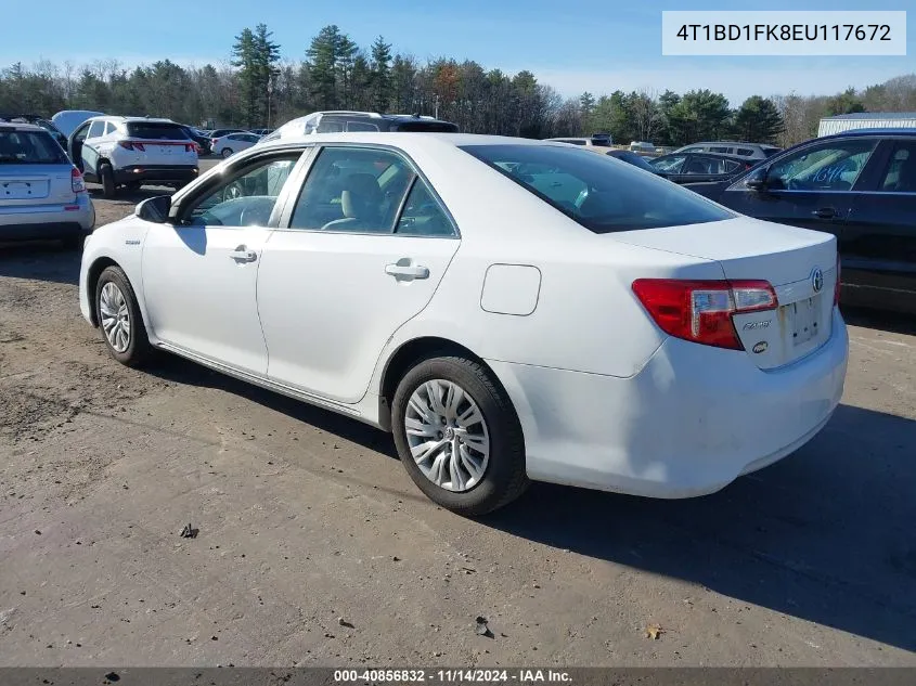 2014 Toyota Camry Hybrid Le VIN: 4T1BD1FK8EU117672 Lot: 40856832