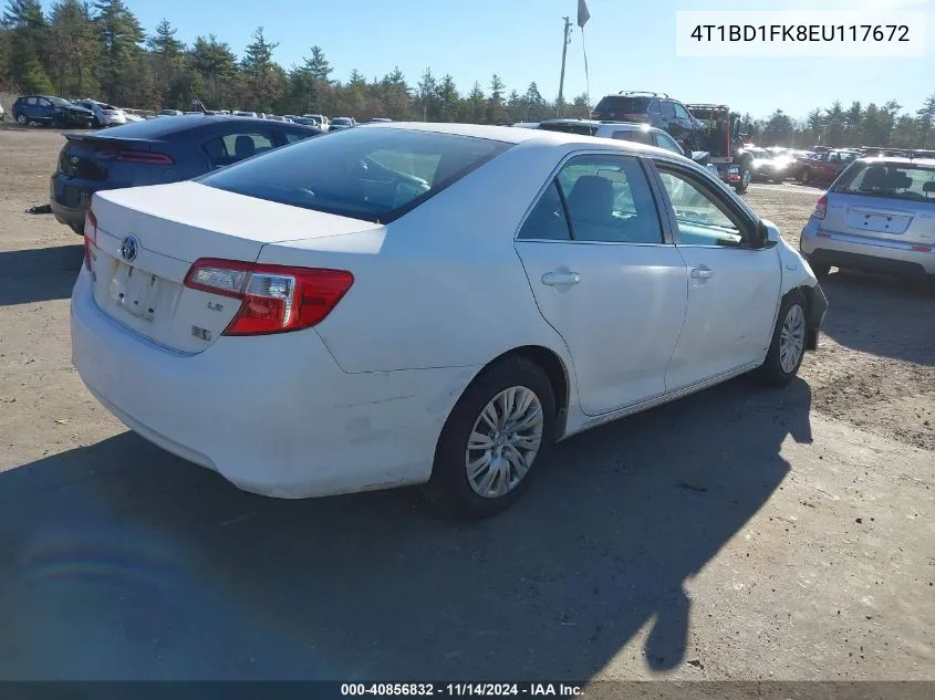 2014 Toyota Camry Hybrid Le VIN: 4T1BD1FK8EU117672 Lot: 40856832