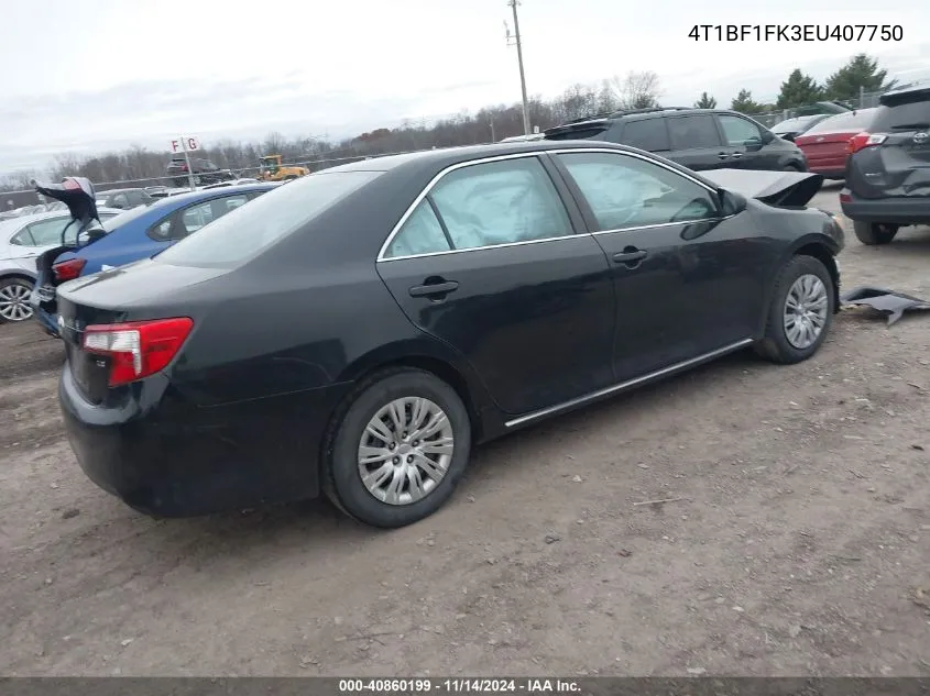 2014 Toyota Camry Le VIN: 4T1BF1FK3EU407750 Lot: 40860199