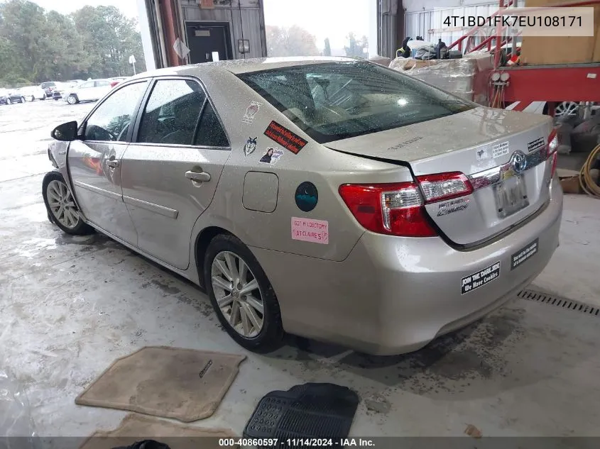 2014 Toyota Camry Hybrid Xle VIN: 4T1BD1FK7EU108171 Lot: 40860597