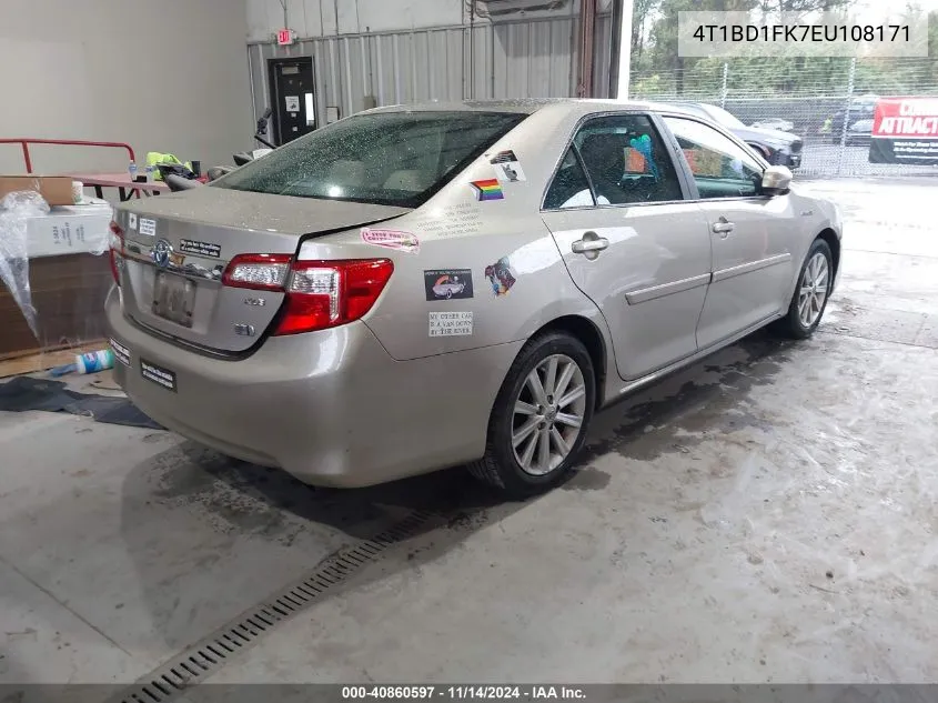 2014 Toyota Camry Hybrid Xle VIN: 4T1BD1FK7EU108171 Lot: 40860597