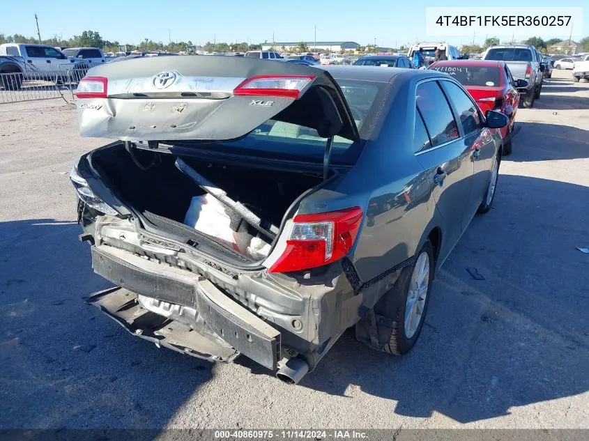 2014 Toyota Camry Xle VIN: 4T4BF1FK5ER360257 Lot: 40860975