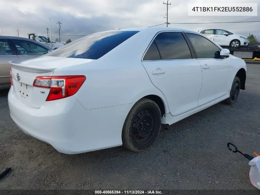 2014 Toyota Camry Se V6 VIN: 4T1BK1FK2EU552886 Lot: 40865394