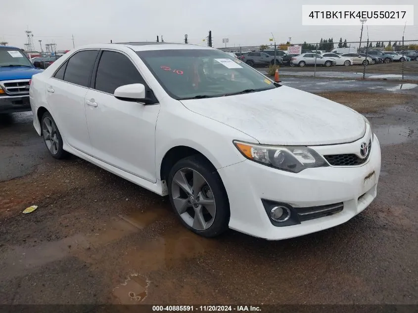 2014 Toyota Camry Se V6 VIN: 4T1BK1FK4EU550217 Lot: 40885591