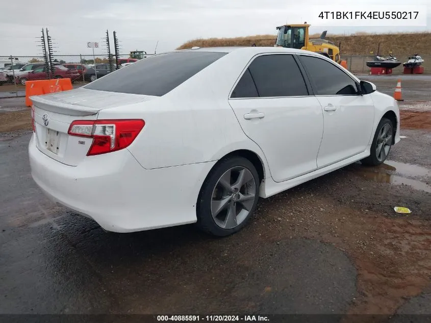 2014 Toyota Camry Se V6 VIN: 4T1BK1FK4EU550217 Lot: 40885591