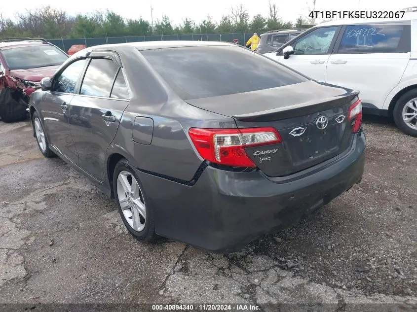 2014 Toyota Camry Se VIN: 4T1BF1FK5EU322067 Lot: 40894340