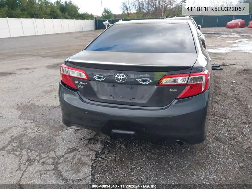 2014 Toyota Camry Se VIN: 4T1BF1FK5EU322067 Lot: 40894340