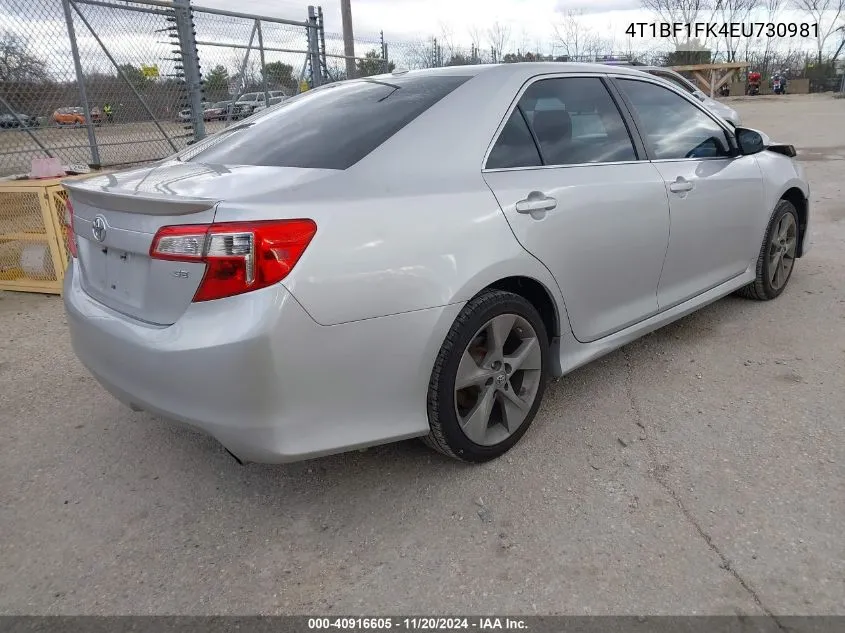 2014 Toyota Camry Se Sport VIN: 4T1BF1FK4EU730981 Lot: 40916605