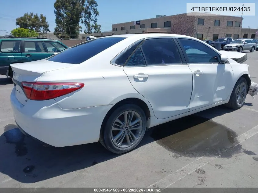 2015 Toyota Camry Se VIN: 4T1BF1FK6FU024435 Lot: 39461589