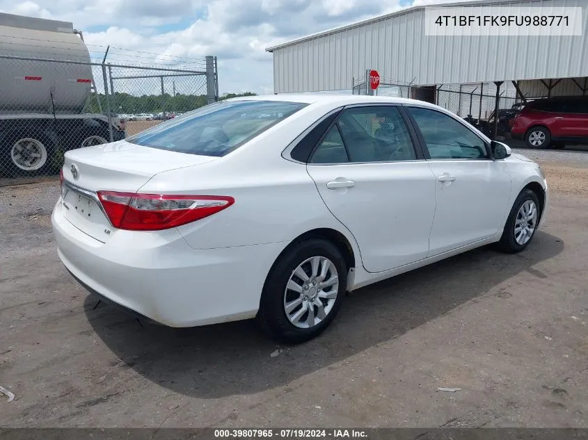 2015 Toyota Camry Le VIN: 4T1BF1FK9FU988771 Lot: 39807965