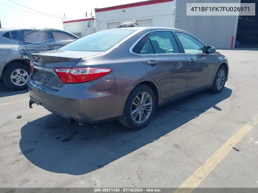 2015 Toyota Camry Se VIN: 4T1BF1FK7FU026971 Lot: 39871105