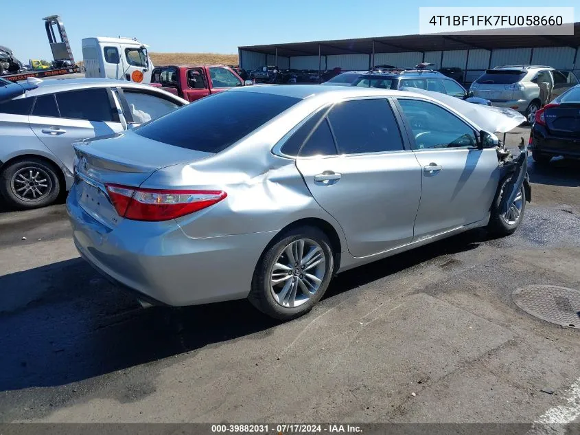 2015 Toyota Camry Se VIN: 4T1BF1FK7FU058660 Lot: 39882031