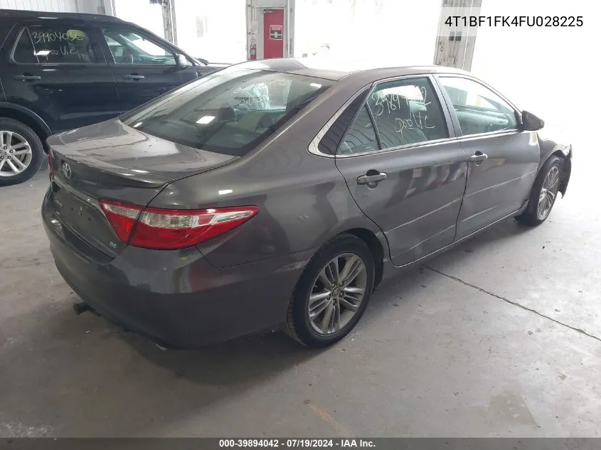 2015 Toyota Camry Se VIN: 4T1BF1FK4FU028225 Lot: 39894042