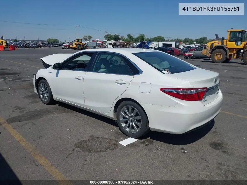 2015 Toyota Camry Hybrid Xle VIN: 4T1BD1FK3FU155781 Lot: 39906368