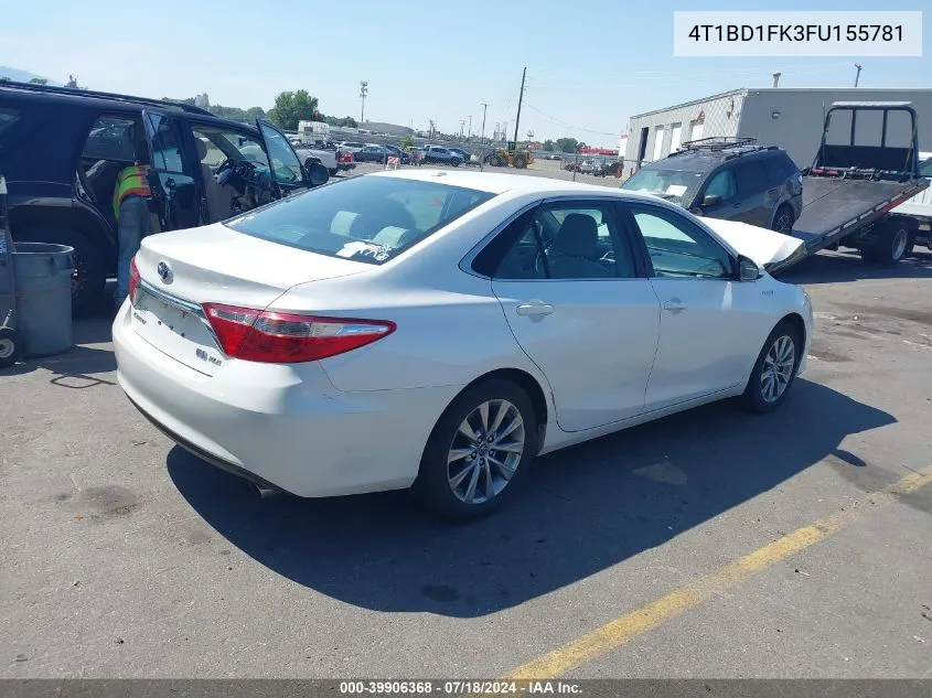 2015 Toyota Camry Hybrid Xle VIN: 4T1BD1FK3FU155781 Lot: 39906368