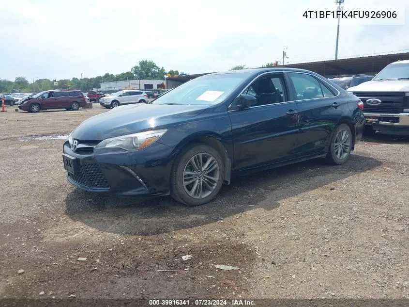 2015 Toyota Camry Se VIN: 4T1BF1FK4FU926906 Lot: 39916341