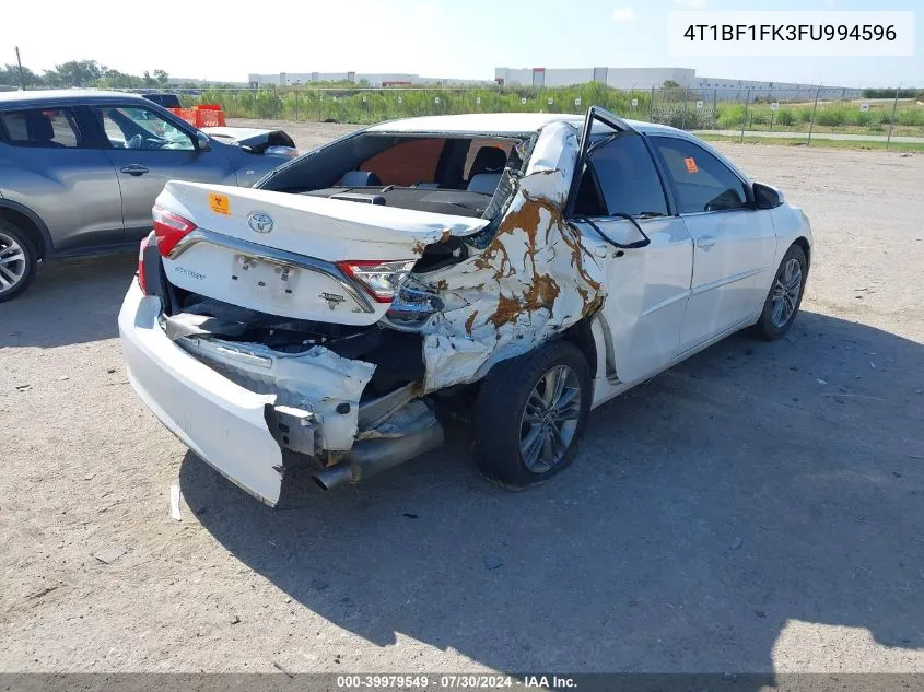 2015 Toyota Camry Se VIN: 4T1BF1FK3FU994596 Lot: 39979549