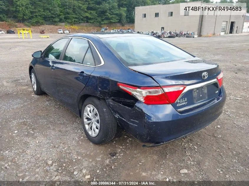 2015 Toyota Camry Le VIN: 4T4BF1FKXFR494683 Lot: 39986344