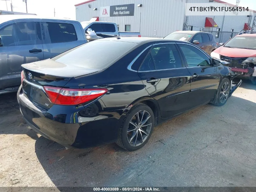 2015 Toyota Camry Xse V6 VIN: 4T1BK1FK1FU564514 Lot: 40003089