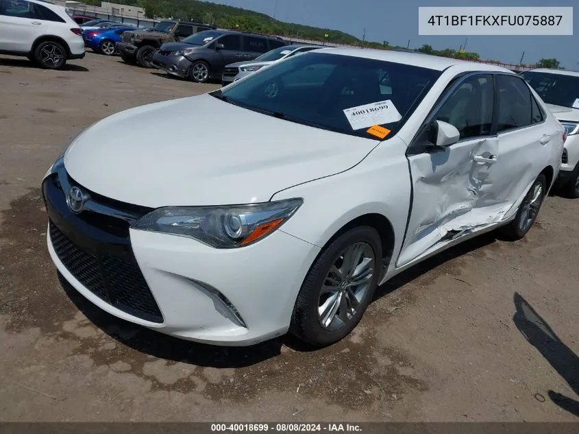 2015 Toyota Camry Se VIN: 4T1BF1FKXFU075887 Lot: 40018699