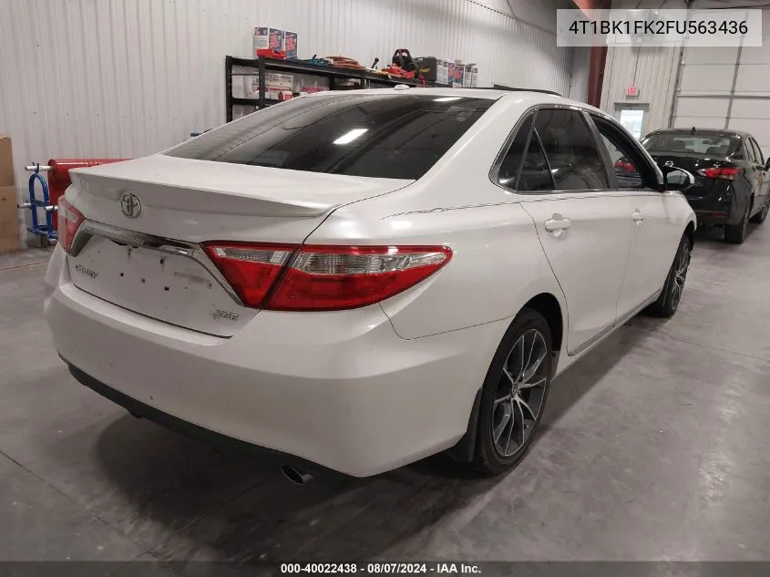 2015 Toyota Camry Xse V6 VIN: 4T1BK1FK2FU563436 Lot: 40022438