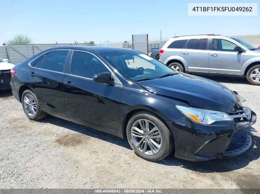 2015 Toyota Camry Se VIN: 4T1BF1FK5FU049262 Lot: 40049043