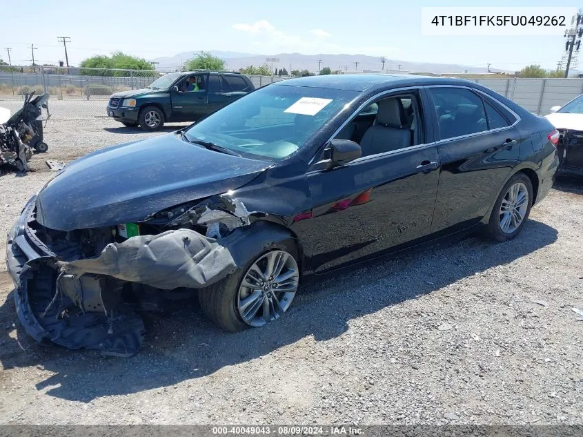 2015 Toyota Camry Se VIN: 4T1BF1FK5FU049262 Lot: 40049043