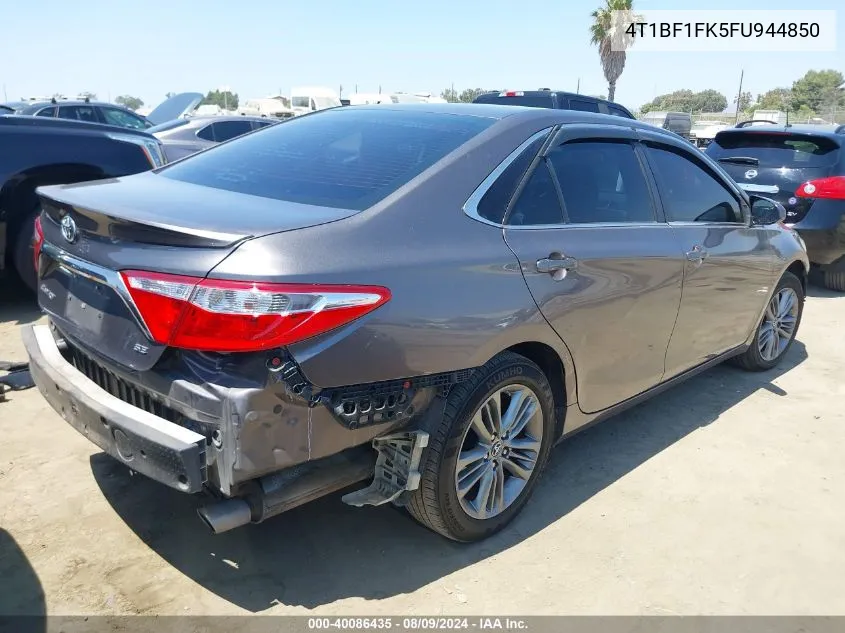 2015 Toyota Camry Se VIN: 4T1BF1FK5FU944850 Lot: 40086435