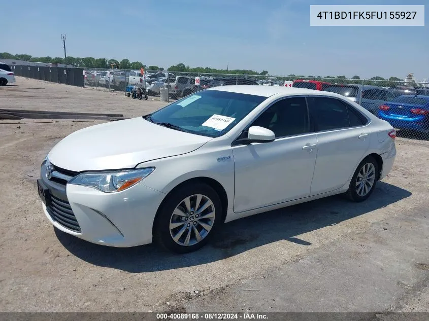 2015 Toyota Camry Hybrid Xle VIN: 4T1BD1FK5FU155927 Lot: 40089168