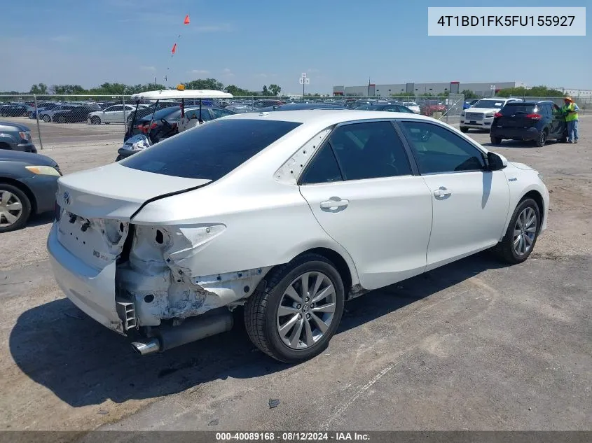 2015 Toyota Camry Hybrid Xle VIN: 4T1BD1FK5FU155927 Lot: 40089168