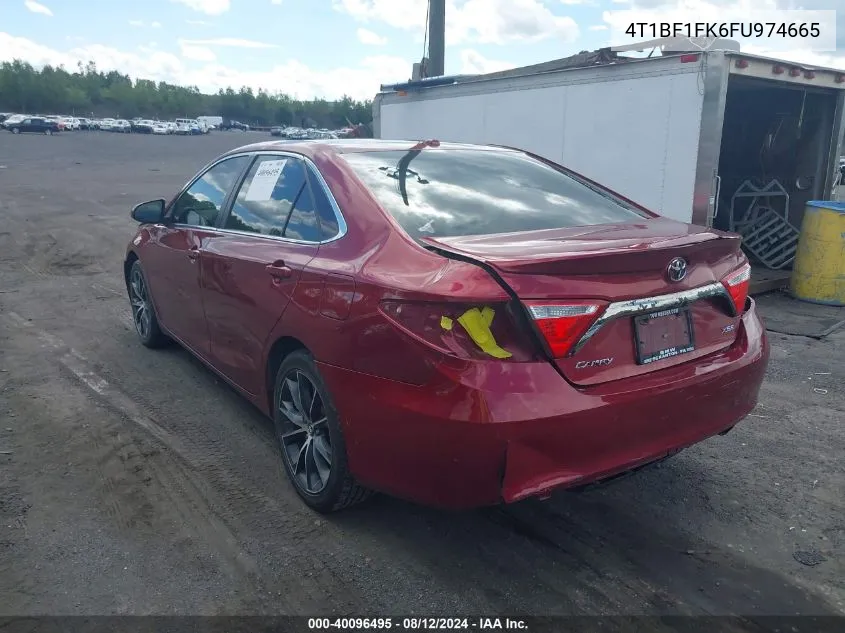 2015 Toyota Camry Xse VIN: 4T1BF1FK6FU974665 Lot: 40096495