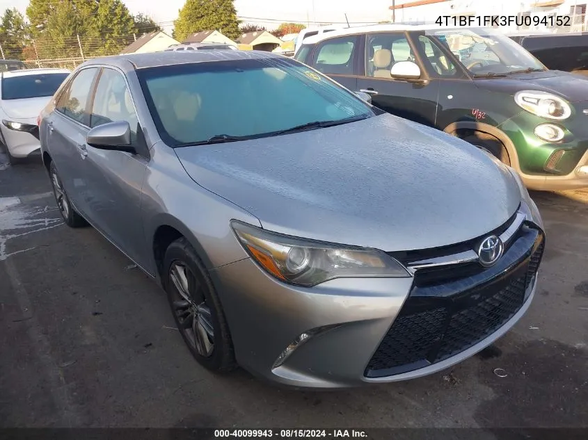 2015 Toyota Camry Se VIN: 4T1BF1FK3FU094152 Lot: 40099943