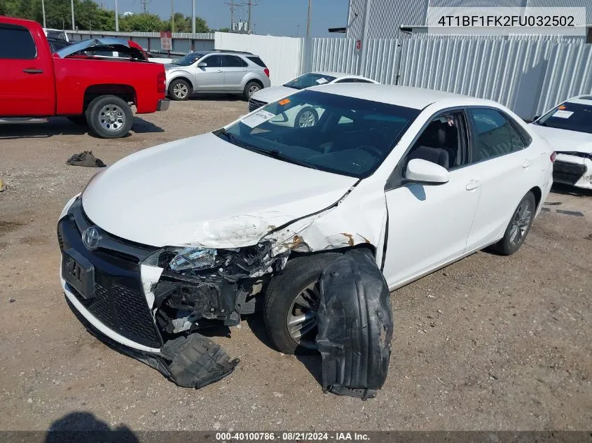 2015 Toyota Camry Se VIN: 4T1BF1FK2FU032502 Lot: 40100786